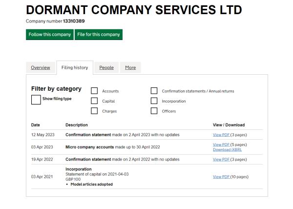 Dormant Company Services